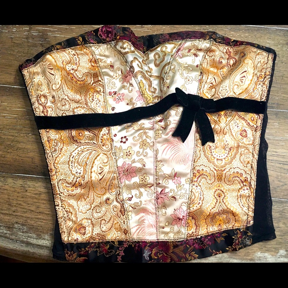 H&M Gold Embroidered Corset Hook and Eye Closure